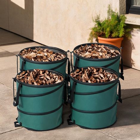 Sac de jardin pop-up 86L pliable avec couvercle à fermeture verde (1/5)