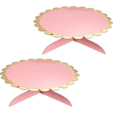 Lot de 2 présentoirs à gâteaux ondulés en carton à un étage, supports ronds de 33 cm pour cupcakes et desserts, pour mariages, anniversaires et décorations DIY. (1/5)