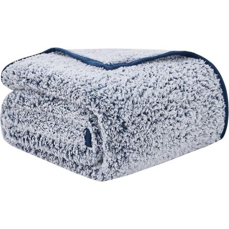 Decke Kuscheldecke Sherpa Sofadecke wendbar 130 x 150cm 06-navy Blau (1/5)