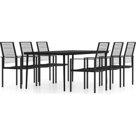 Juego de comedor de jardín muebles de exterior 7 piezas negro 020014006 (1/5)