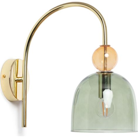 Ledkia – Applique de salle de bain en métal et verre – Couleur verte – Compatible ampoule E14 – Design vintage pour espaces variés