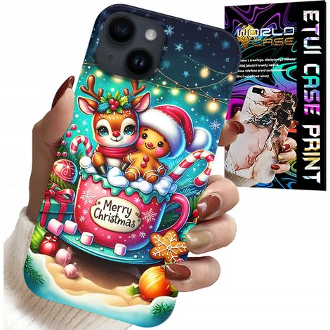 Cover per iPhone 14 - Renna con omino di pan di zenzero Buon Natale (1/5)