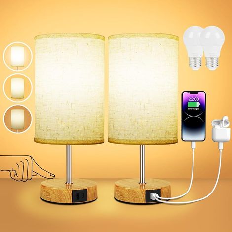 Lampe de Chevet Tactile Lot de 2 avec Ports de Charge USB-A + USB-C (1/5)