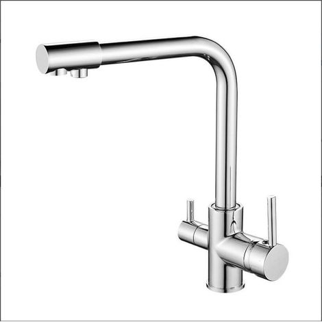 Robinet de cuisine 3 voies, mitigeur d'évier avec sortie d'eau filtrée, pivotant à 360°, facile à installer et à nettoyer. (1/4)