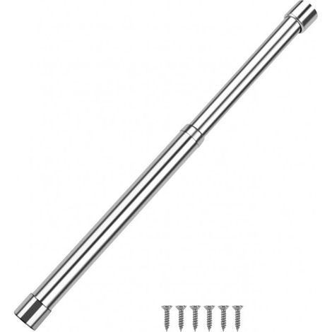 Tringle de penderie extensible en acier inoxydable, 34-52 cm, argentée, fixation murale (1/5)