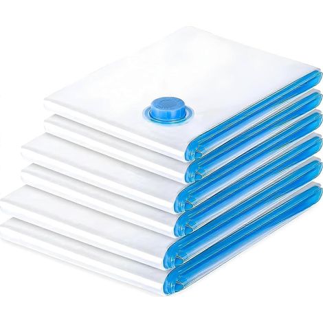 Lot de 6 sacs de rangement sous vide génériques Sacs de rangement sous vide pour vêtements et voyages Sacs de rangement sous vide grand format Sacs de rangement sous vide en plastique (1/5)