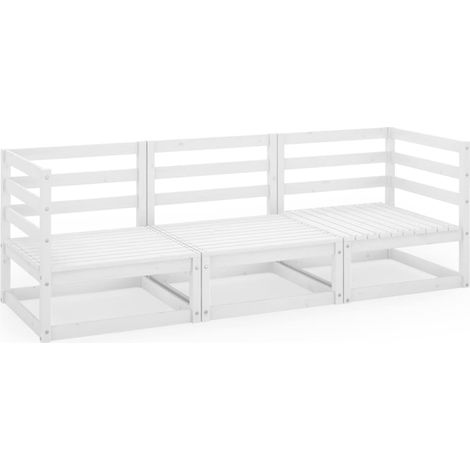 Maison Exclusive - Outdoor-Sofa 3-Sitzer Weiß Massivholz Kiefer