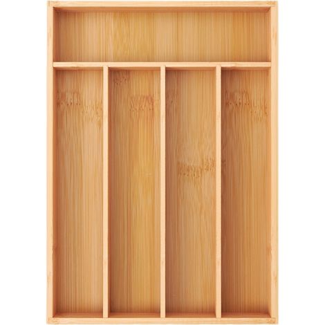 Plateau à couverts pour tiroir,Range-couverts en bambou, 24,9 x 33,3 cm, marron clair (1/4)