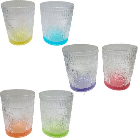 Bicchieri Eleganti Stile barocco in Vetro 28 cl Set di 6 fondo multicolore in casa per Ogni Tavola e Occasione bar hotel ristorante (1/4)