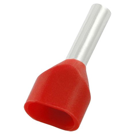 Embout à sertir 2 x 1.0mm², Rouge, longueur 10mm, 2 entrées