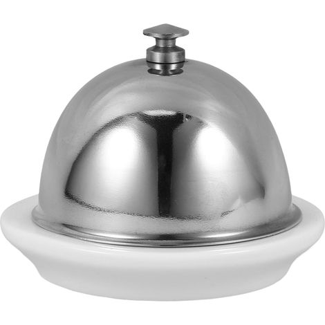 Beurrier Céramique avec Cloche Acier Inoxydable Plateau Portable pour Beurre et Condiments Assiette pour Cuisine et Extérieur (1/5)