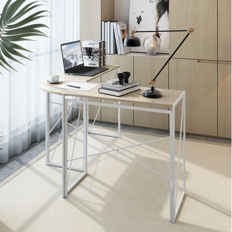Bureau d’angle en L avec plateau MDF et structure métallique, hauteur 75 cm HAVRYA (1/5)