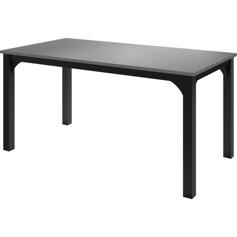 Mesa Oswego 137, Grafito + Negro, 76x90x160cm, Alargamiento, Aglomerado laminado, Metal