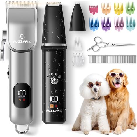 Tondeuses Chiens et Tondeuse pour Pattes de Chien 3 en 1,Sans fil, Silencieuse et Puissante pour Poils Longs et épais,Noir (1/5)