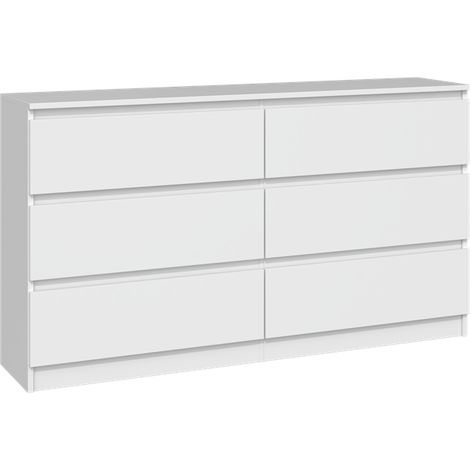 CDF Kommode Malwa M6 140 Farbe: Weiß Schrank für Dokumente, Kleinigkeiten Ideal für Wohnzimmer, Schlafzimmer, Kinderzimmer, Jugendzimmer und Büro 6 geräumige Schubladen