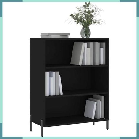 Armoire à étagères - 828373 - Noir - 69,5 x 32,5 x 90 cm - Bois d'ingénierie & métal (1/5)