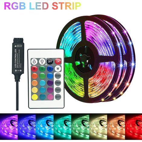 Ruban Led RGB - 5 V - 12 LED Par Mètre - Découpable Tous Les 3 LED - Télécommande IR Incluse - Pour Décoration Intérieure Maison Bar Fête - Longueur Choisissez 1 à 20 M (1/5)