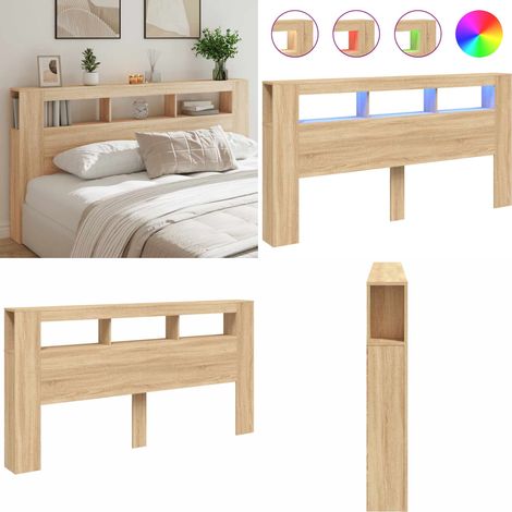 Tête de lit à LED chêne sonoma 200x18,5x103,5cm bois ingénierie - Tête De Lit - Meuble De Chambre - Éclairage Led - Décoration Murale - Support Lombaire - Home & Living (1/5)