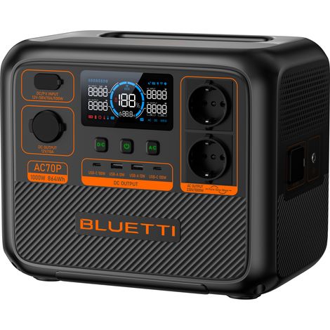 BLUETTI AC70P Stazione Elettrica Portatile - 864Wh, 2x1000W (2000W Max)