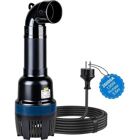 26000 l/h 135 W Rohrtauchpumpe, elektrische Wasserpumpe für Gartenteiche, selbstansaugend, Kreiselpumpe, mit 10 m Kabel, für Zirkulation, Filtration und Gartenbewässerung