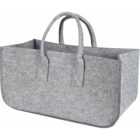Sac à bûches gris en feutrine 25x25x50cm - Sac à bûches gris en feutrine 25x25x50cm (1/5)