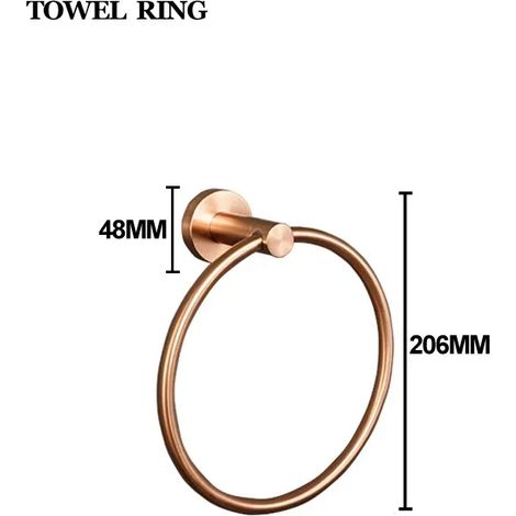 (Anneau porte-serviettes rond) Porte-serviettes en acier inoxydable doré rose brossé, crochet pour vêtements de salle de bain, porte-mouchoirs, anneau porte-serviettes, brosse de toilette, ensemble de (1/5)