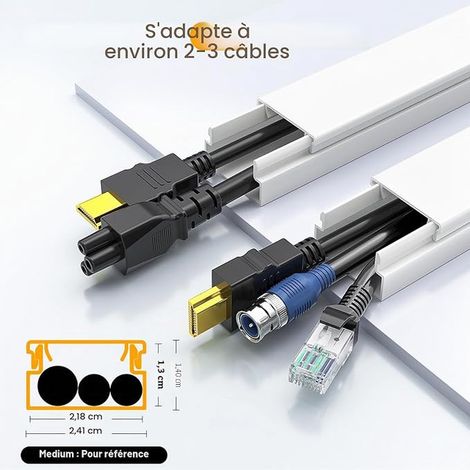Wall Cable Duct, Wall TV Cable Cover, Electric Sheath, Cable Hiding Kit, White (1/2)