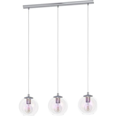 Lampadario Contemporaneo Ariscani 2 Acciaio Cromo Trasparente 3 Luci E27 Ip20