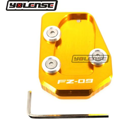 (LOGO FZ09 Or) Compatible avec YAMAHA MT-09 XSR900 TRACER 900 SPORT FZ-09 13-16 Moto Béquille latérale Extension de béquille avant Plaque de support Maxpower (1/4)