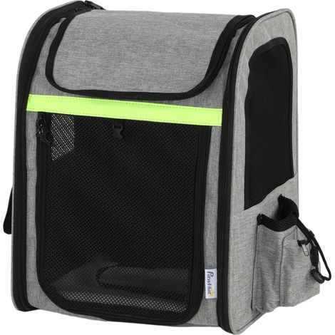 Transportlåda chien gris clair 33,5x28x42cm, cage de transport avec 5 poches et bande réfléchissante, pour chiens jusqu'à 10 kg (1/5)