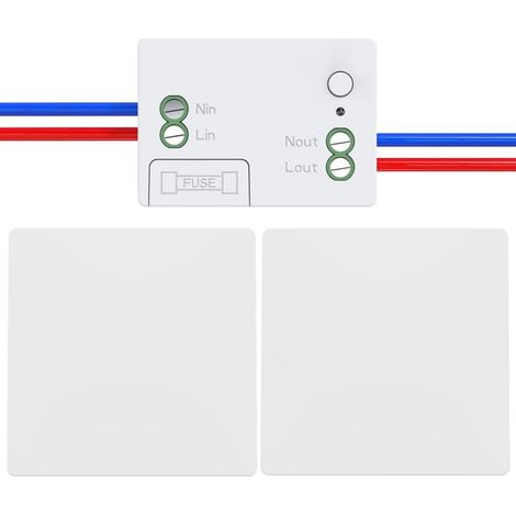 RF433 Wireless Switch Kit Radio Switches for Cinetic Switches Wireless Battery-Free Button Remote Control (1Gang 2V1 White) (1/5)