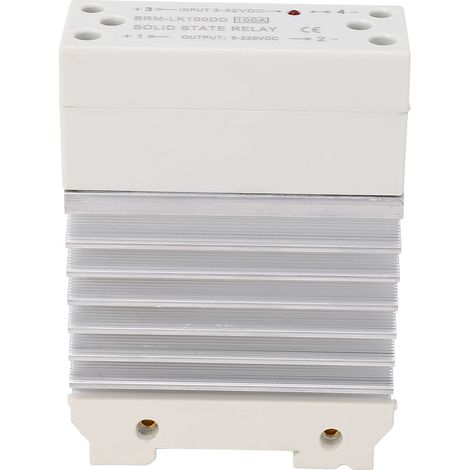Relais statique rail DIN DC entrée 3‑32VDC sortie 5‑220VDC intégré uniphasé avec dissipateur thermique (1/5)