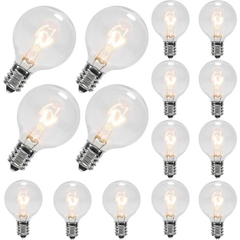 Set 15 Lampadine G40 di Ricambio 220V 7W – Attacco E12, Globo Trasparente, Luce Calda per Catene Luminose Interno ed Esterno (1/5)