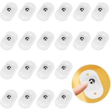 20 Pièces Roulettes À Billes Auto-Adhésif Roulettes À Billes de Transfert Roulement Convoyeur avec 2 Trous De Fixation Petite Roulettes pour Meubles pour Petits Meubles, Matériel de Transport, Blanc (1/4)