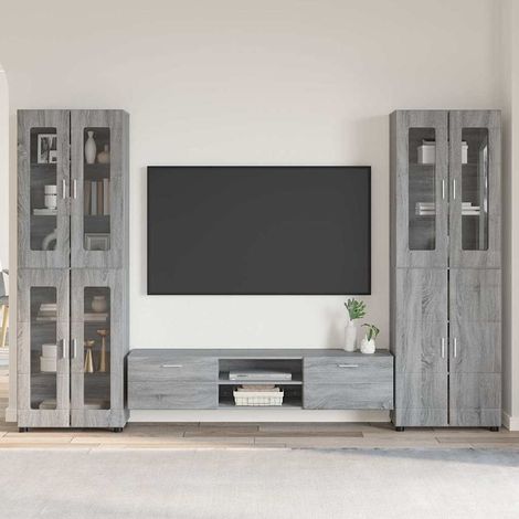vidaXL Set mobile TV FLORIN 3 pcs Grigio Sonoma Legno multistrato