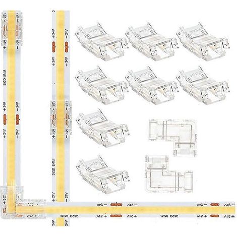 2-poliger 8-mm-COB-LED-Streifenverbinder (8er-Pack) und L-förmiger LED-Eckverbinder (2er-Pack) (1/5)