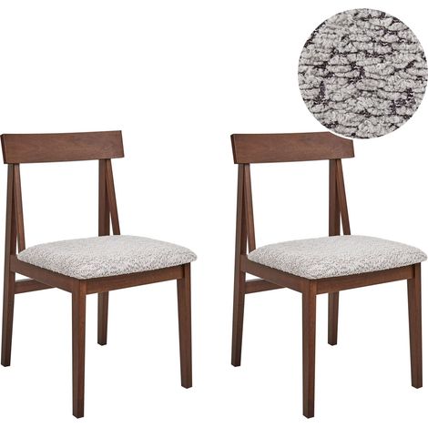 Set di 2 sedie da pranzo Seduta in poliestere boucle grigio Struttura in legno scuro Isle (1/5)