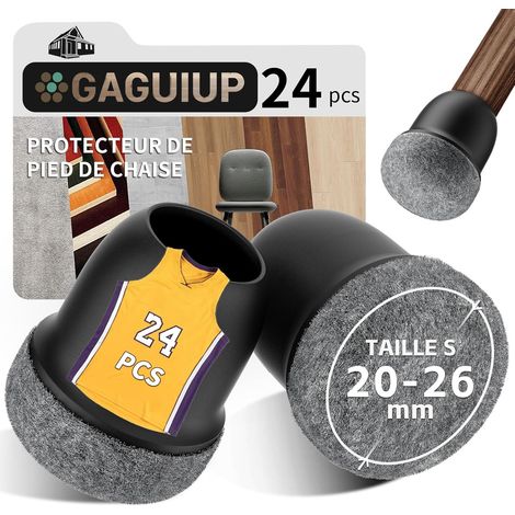 Lot de 24 protections de sol rondes en silicone de 2,5 cm pour pieds de chaise, protection de pieds de meubles, housses de pieds de table mobiles pour éviter les rayures sur le sol en bois dur et (1/5)