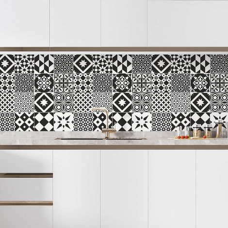 Crédence adhésive cuisine - Effet carreaux de ciment - 60x60 cm - Adhésif + Protection MATE (1/5)
