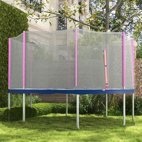 Filet protection trampolines à 8 poteaux entrée zippée en EPS Ø366x180 cm - Couleur: Noir, Rose