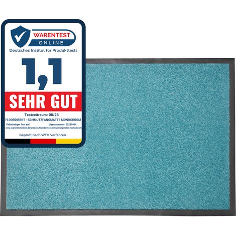 Tapis de Porte Paillasson d'entrée Monochrom Turquoise 120 x 180 cm