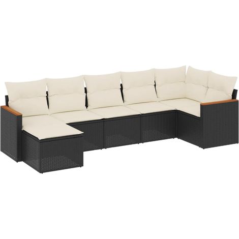 Maison Exclusive - Set de comedor de jardín 7 pzas y cojines ratá (1/5)