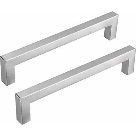 Lot de 2 Poignee de Meuble Cuisine Entraxe 128mm Poignées Meuble Cuisine Inox Poignée Cuisine Argenté Poignées Placard Cuisine Nickel Brossé (1/4)