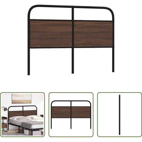 vidaXL Cabecero de repuesto de acero y madera de ingeniería marrón roble 120 cm (1/5)
