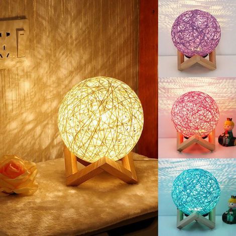 Baby-Nachtlicht, Luna-Lampe, Nachttischlampe, kleine kugelförmige Schreibtischlampe, USB-aufladbar – Rosa (1/4)
