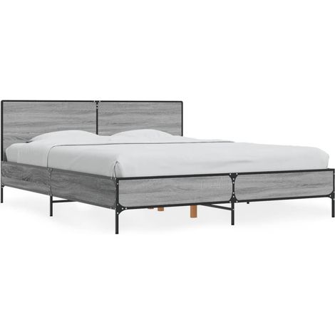 Maison Exclusive - Bettgestell Grau Sonoma 160x200 cm Holzwerksto
