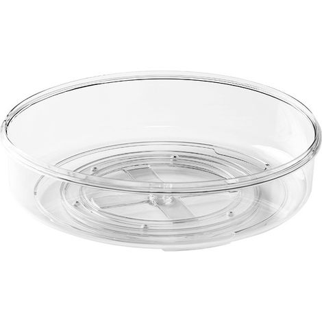 Organisateur Maquillage Rotatif 360° Rond Transparent Style Nordique PET 30x8cm Rangement Cosmétique Comptoir Pratique (1/5)
