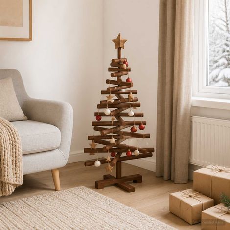 vidaXL Árbol de Navidad de madera KOTKA 90 cm Madera de Pino Maciza (1/5)