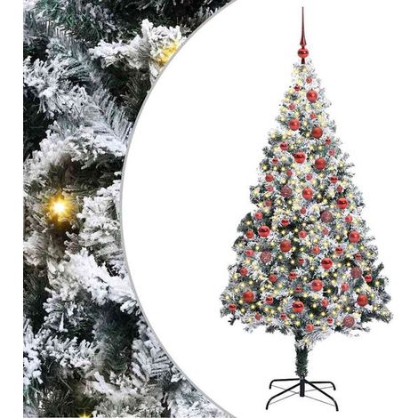 Sapin de Noël artificiel blanc, 180 cm de haut, en PVC, acier et plastique. (1/5)