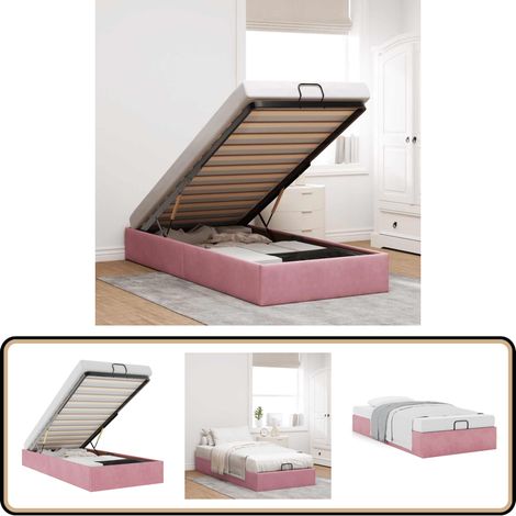 vidaXL Cadre de lit ottoman sans matelas rose 90x190 cm velours